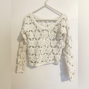 Crochet Cropped Sweater Size S